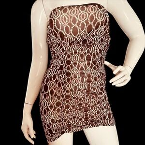 Vintage 90s Rampage Brown Dress Mini Y2K with ties on the sides Size M